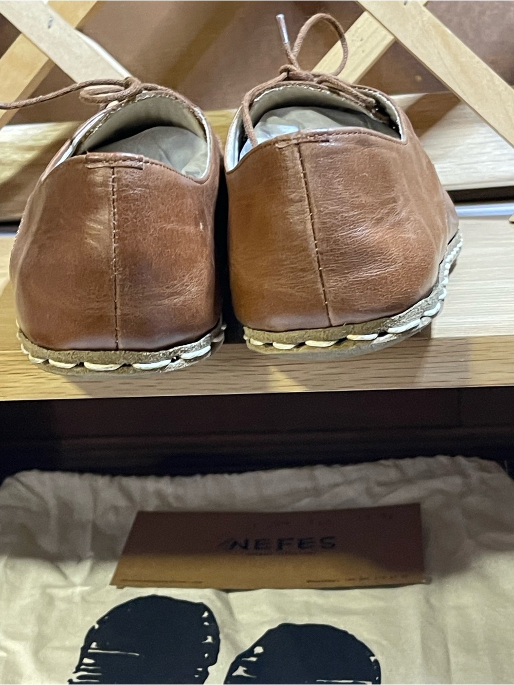 NIB-EUC-Nefes Genuine Handmade Leather Oxford Barefoot ‘Grounding Shoes W Sz 10 - Picture 10 of 16